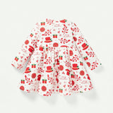 Cozy Cub Bebe nina 2 piezas Vestido con estampado de Navidad con parche de bolsillo