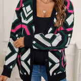 Maternidad Cardigan con patron geometrico de hombros caidos