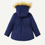 Cozy Cub Abrigo parka con forro termico y capucha con ribete borroso para bebe nino