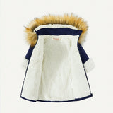 Cozy Cub Abrigo parka con forro termico y capucha con ribete borroso para bebe nino