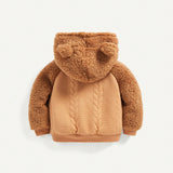 Cozy Cub Bebe nina Sudadera con capucha de peluche con diseno de orejas en 3D y manga raglan