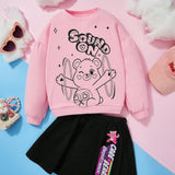 X Care Bears Nina preadolescente Jersey y falda con estampado de oso y letra de hombros caidos