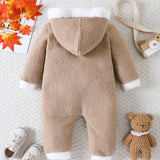 Chicas Bebe Mono con bordado de oso con diseno de orejas 3D con capucha teddy