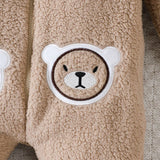 Chicas Bebe Mono con bordado de oso con diseno de orejas 3D con capucha teddy