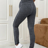 Maternidad Leggings de cintura ajustable con puntada con bolsillo para telefono