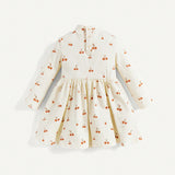 Cozy Cub Bebe nina Vestido smock con estampado de cereza de cuello alto