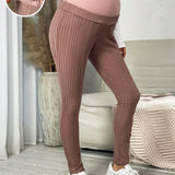 Maternidad Leggings de cintura ajustable tejido de canale