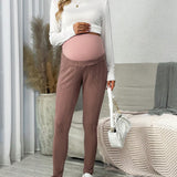 Maternidad Leggings de cintura ajustable tejido de canale