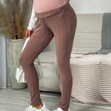 Maternidad Leggings de cintura ajustable tejido de canale