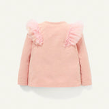 Cozy Cub Bebe nina Top de malla en contraste ribete con fruncido