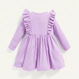 Cozy Cub Bebe nina 2 piezas Vestido unicolor ribete con fruncido