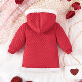 Bebe nina Vestido sudadera con bordado de corazon con bolsillo de canguro con capucha con forro teddy