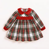 Bebe nina Vestido smock de tartan de cuello bobo para Navidad