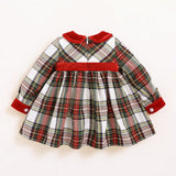 Bebe nina Vestido smock de tartan de cuello bobo para Navidad