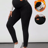 Leggings Premama Con Forro Polar Y Cinturilla Ajustable Con Detalle De Letra