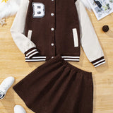 Chaqueta De Beisbol Para Chicas Adolescentes Con Parches Y Mini Falda