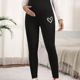 Leggings De Maternidad Y Estampados Con Corazones