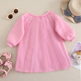 Vestido De Malla Rosa Con Mangas Raglan Para Bebe Nina