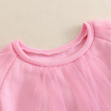 Vestido De Malla Rosa Con Mangas Raglan Para Bebe Nina