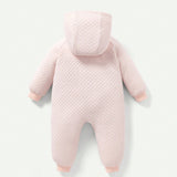 Cozy Cub Bebe nina Mono con bordado de oso con capucha guateado con forro termico