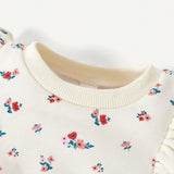 Cozy Cub Sudadera Con Estampado Floral Para Bebe Con Volantes Y Pantalones Acampanados