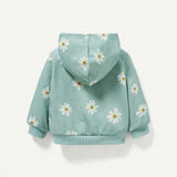 Cozy Cub Chaqueta Con Capucha Con Cremallera Y Estampado Floral Para Bebe Nina