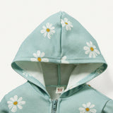 Cozy Cub Chaqueta Con Capucha Con Cremallera Y Estampado Floral Para Bebe Nina