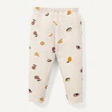 Cozy Cub Conjunto De 4 Piezas De Pijamas Comodas Para Bebe Nina Con Estampado De Frutas Divertidas, Con Camisa De Cuello Redondo Y Pantalon Largo Ajustado