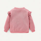 Cozy Cub Bebe Nina 2 Piezas Jersey Con Estampado De Letra Y Cereza Con Ribete De Volante