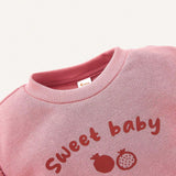 Cozy Cub Bebe Nina 2 Piezas Jersey Con Estampado De Letra Y Cereza Con Ribete De Volante