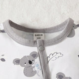 Conjunto De 2 Piezas Para Bebe Nina, Mono De Pies Con Estampado De Koala Y Adorno De Contraste