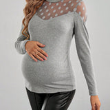 Camiseta Premama Con Panel De Malla Y Cuello Transparente