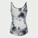 Tween Girls Tie Dye Knitted Casual Bodysuit And Round Collar