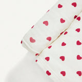 Cozy Cub Baby Girls' Heart-shaped Pattern Round Neck Long Sleeve Top With Lotus Leaf Hem, 2pcs/set