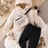 Conjunto De Sudadera Con Capucha De Forro Polar Para Bebe Nino Con Bolso Cruzado, Primavera Y Otono