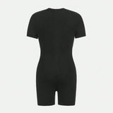 Tween Girl Knitted Monochrome Jumpsuit With Small Stand Collar For Casual Wear In Spring And Summer