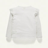 Cozy Cub 2pcs Baby Girls' Round Neck Letter Patterned Long Sleeve Top With Ruffle Trim
