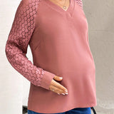 Blusa Premama Con Encaje Y Manga Raglan