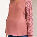 Blusa Premama Con Encaje Y Manga Raglan