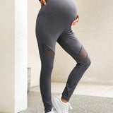 Leggings De Maternidad Con Cintura Ajustable Y Parches De Malla