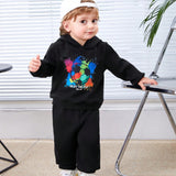 Conjunto De Pantalones Y Sudadera Con Capucha Con Estampado De Futbol De Dibujos Animados Para Bebes, 2 Unidades/juego