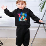 Conjunto De Pantalones Y Sudadera Con Capucha Con Estampado De Futbol De Dibujos Animados Para Bebes, 2 Unidades/juego