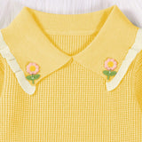Vestido De Sueter Con Cuello Amarillo Para Ninas Pequenas