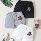 Pantalones Cortos Bordados Para Bebe Con Diseno De Oso En Tela Lavada De Panal Para Nino