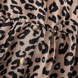 Camisa De Manga Larga Y Estampado De Leopardo Para Mujeres Embarazadas Con Mangas Tipo Linterna