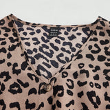 Camisa De Manga Larga Y Estampado De Leopardo Para Mujeres Embarazadas Con Mangas Tipo Linterna