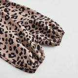 Camisa De Manga Larga Y Estampado De Leopardo Para Mujeres Embarazadas Con Mangas Tipo Linterna