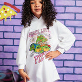 TEENAGE MUTANT NINJA TURTLES X  Vestido con capucha de gran tamano con estampado de caricatura para nina joven, hombros caidos, para primavera y otono