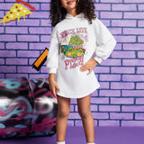 TEENAGE MUTANT NINJA TURTLES X  Vestido con capucha de gran tamano con estampado de caricatura para nina joven, hombros caidos, para primavera y otono