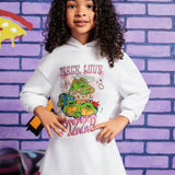 TEENAGE MUTANT NINJA TURTLES X  Vestido con capucha de gran tamano con estampado de caricatura para nina joven, hombros caidos, para primavera y otono